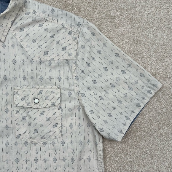 Threadgrit Shirt Adult Small Beige Button Up Pearl Snap Western Style Casual Men - Picture 4 of 14